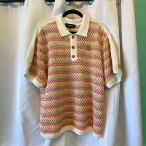 Teddy Fresh Cream Collar Multicolor Crochet Polo 2XL